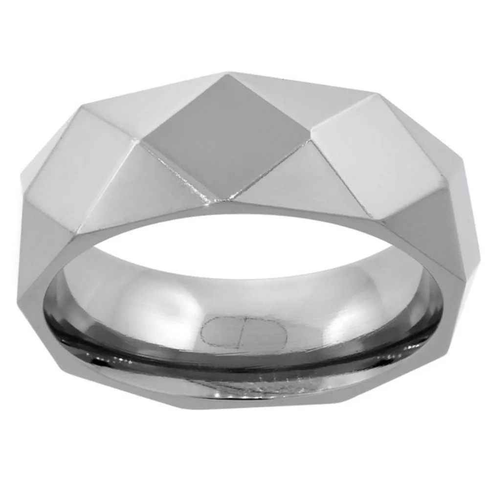 8mm Titanium Wedding Band Ring Faceted sizes 7 -14